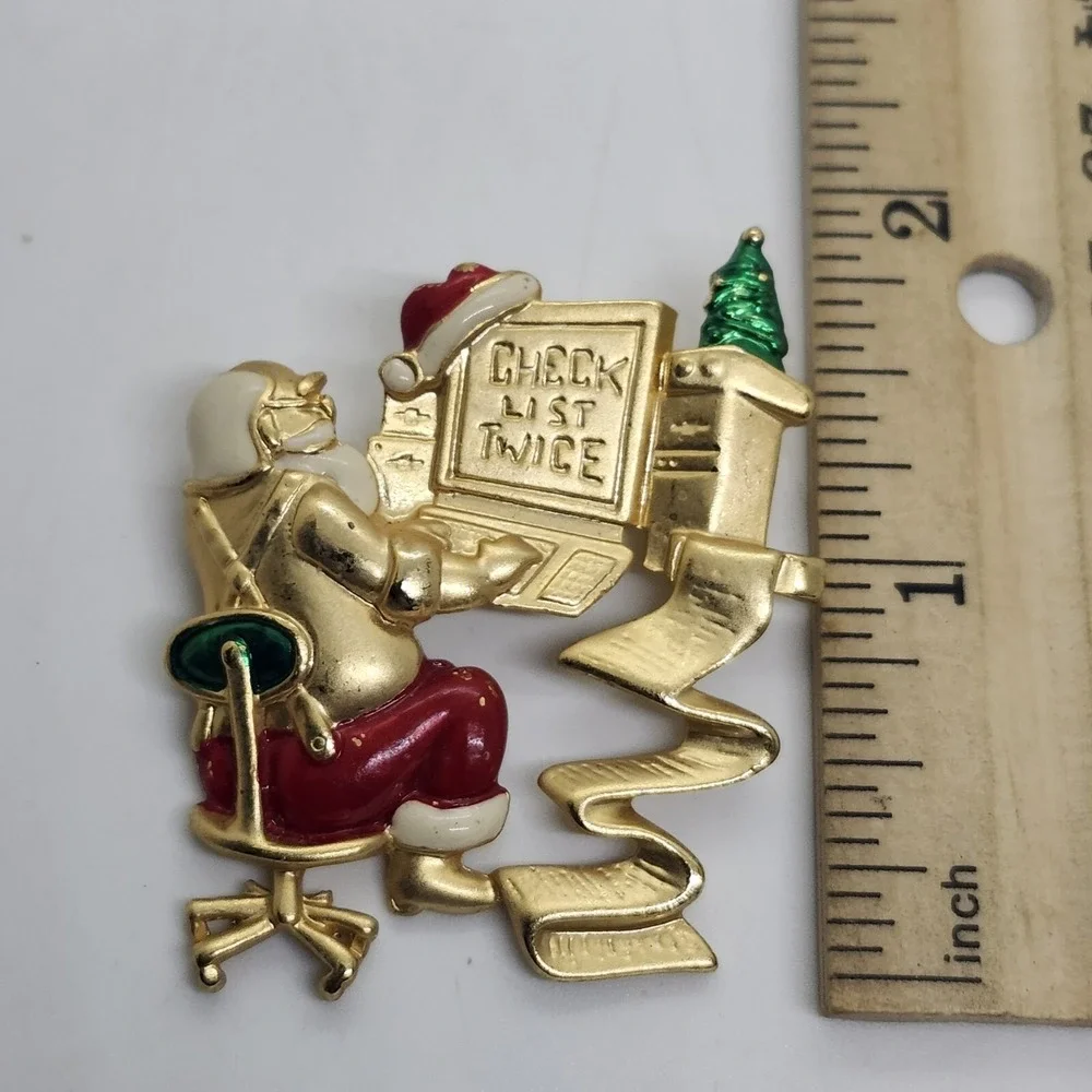 Vintage Danecraft Santa Christmas‎ Pin Brooch